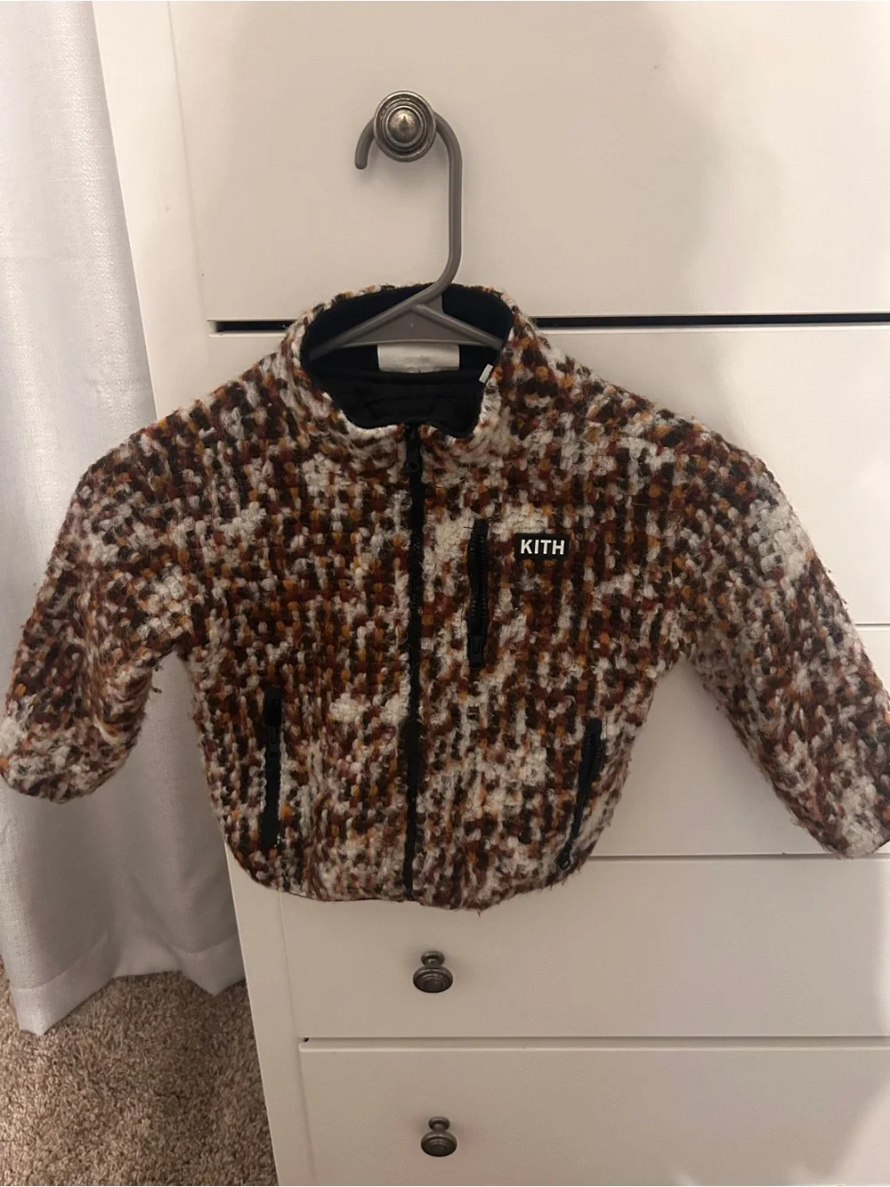 Kith Kids Multi-Tone Sherpa Puffer Jacket — Brown & Cream